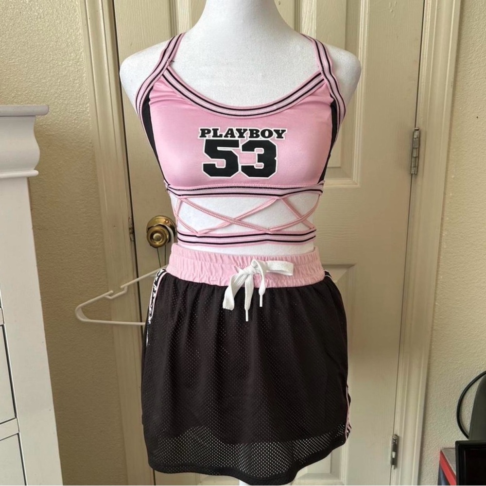 Playboy Pink and Black Mesh Dress